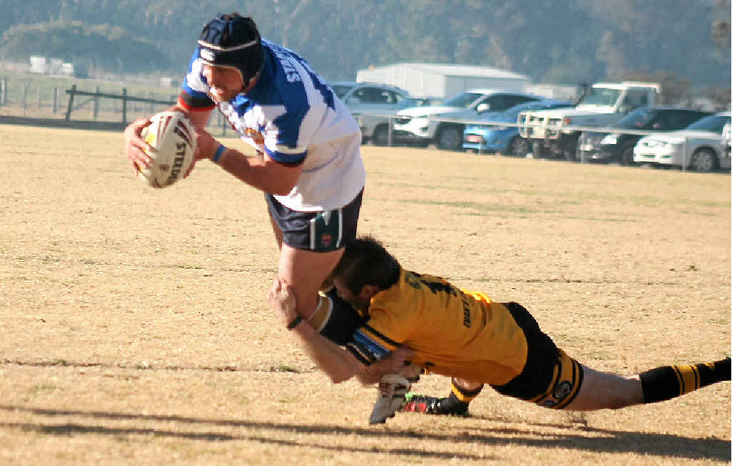IN ACTION: Gremlins lock Ben Staley is brought down in a good tackle this season. IN ACTION: Gremlins lock Ben Staley is brought down in a good tackle this season.